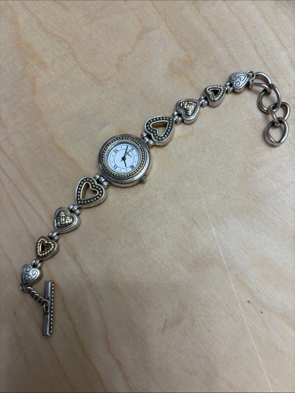 Brighton Genoa Silver and Gold Heart Link Bracelet Watch